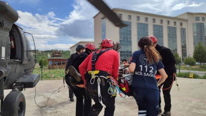 Yaylada kalp krizi geçiren çobana helikopterli destek