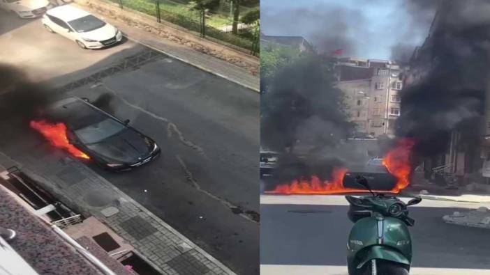 Üsküdar'da yangın paniği: Otomobil alevlere teslim oldu