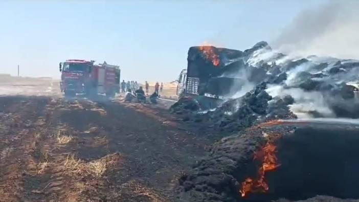 Mardin'de tonlarca  saman balyası cayır cayır yandı