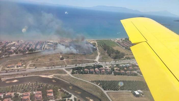 Seferihisar'daki yangın, plajdaki tatilcileri tedirgin etti