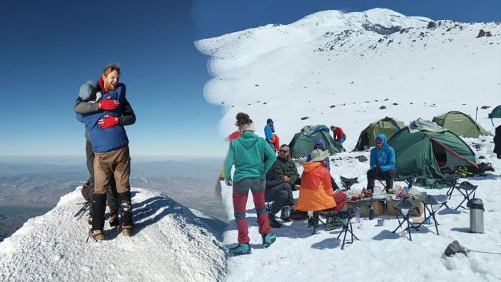 Yabancı turistler Ağrı Dağı zirvesinde