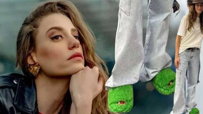 Serenay Sarıkaya'nın yeşil tüylü terlikleri dikkat çekmişti! Fiyatı dudak uçuklattı