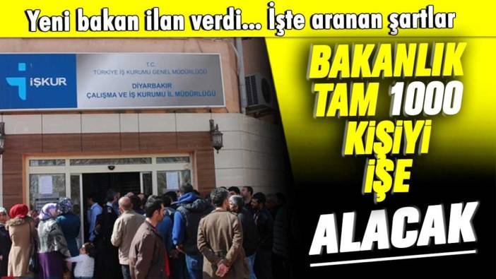 Yeni bakan iş ilanı verdi: Tam bin kişi işe alınacak... İşte aranan şartlar