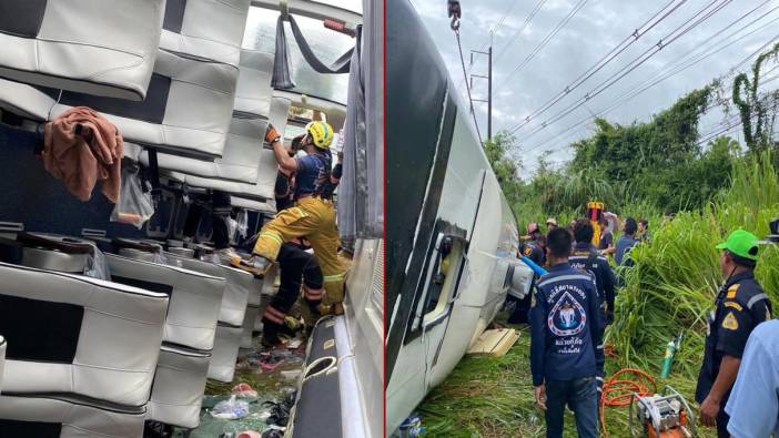 Tayland’da Çinli turistleri taşıyan otobüs devrildi