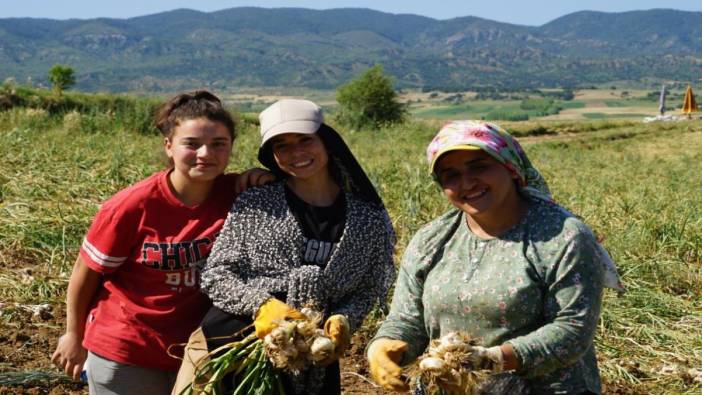 Öğrencilerden sarımsak hasadı için 200 kilometrelik yolculuk