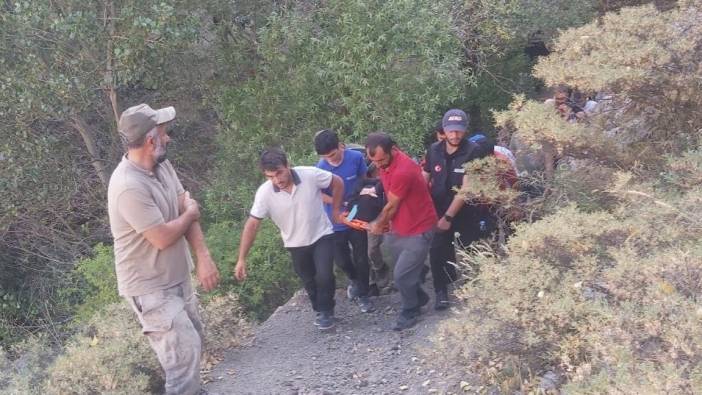 Piknikte ayağı kırılan kadını AFAD sedyeyle taşıdı