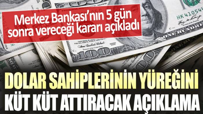 Dolar sahiplerinin yüreği küt küt atacak: Merkez Bankası'nın 5 gün sonra alacağı karar açıklandı