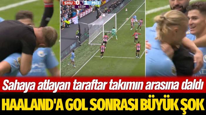 Erling Haaland'a gol sonrası büyük şok: Sahaya atlayan taraftar sevince ortak oldu