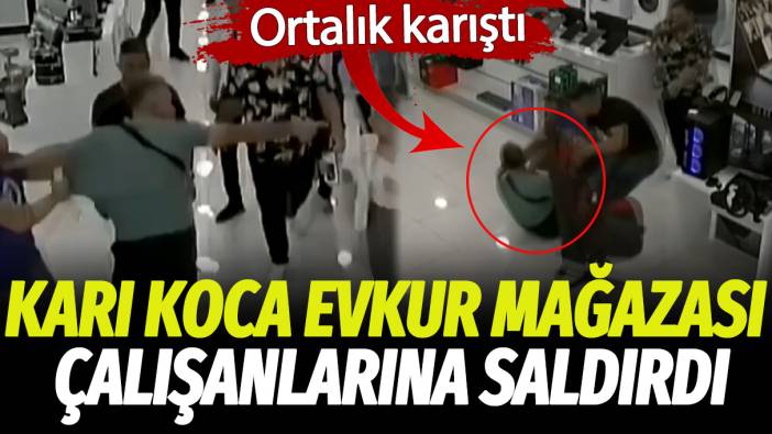 Karı koca EVKUR mağazası çalışanlarına saldırdı: Ortalık karıştı