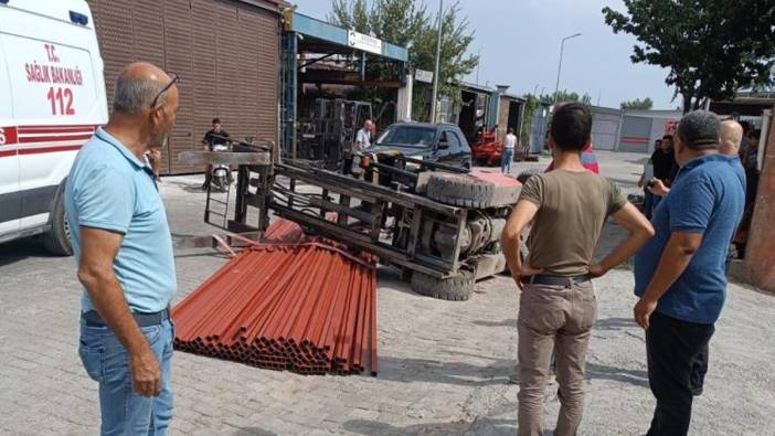 Aydın'da işçinin üzerine forklift devrildi