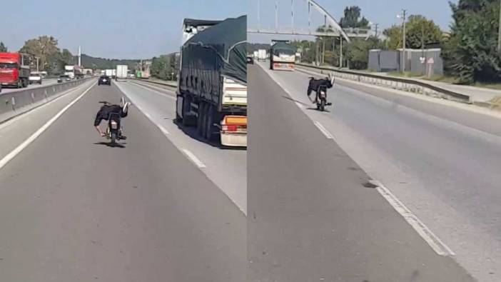 Trafik magandasının tehlikeli yolcuğu kamerada