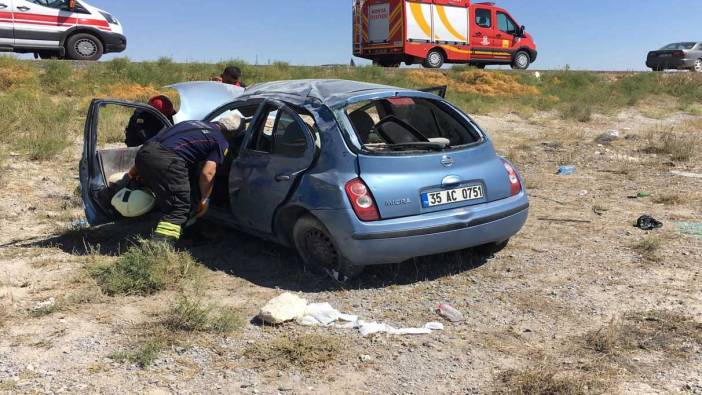 Konya'da kontrolden çıkan otomobil takla attı!