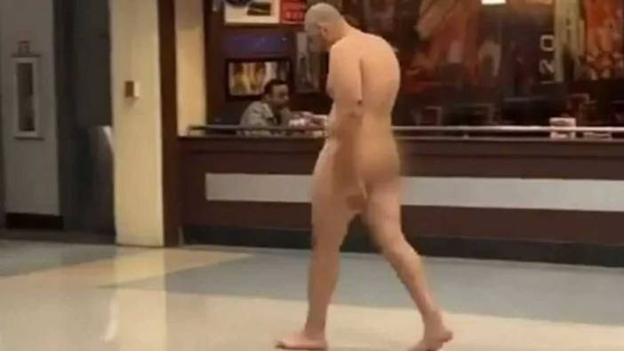 Kimseye aldırış etmeden havalimanında çırılçıplak dolaştı