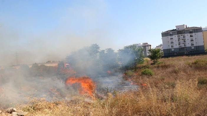 Antalya'da çöplük yangını kuru otlara sıçradı