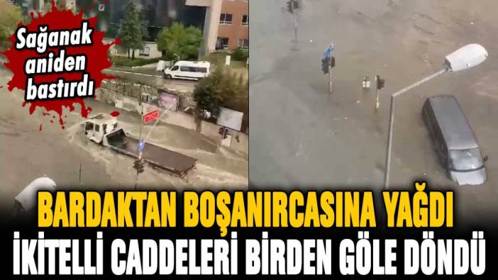 Sağanak aniden bastırdı: İkitelli sokakları göle döndü!