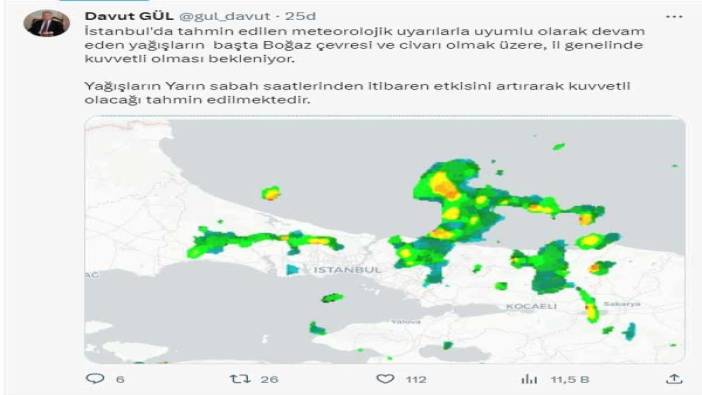 İstanbul Valisi Gül'den "kuvvetli yağış" uyarısı