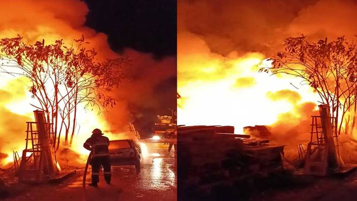 Burdur'da odun deposundaki yangında 30 ton tahta kül oldu