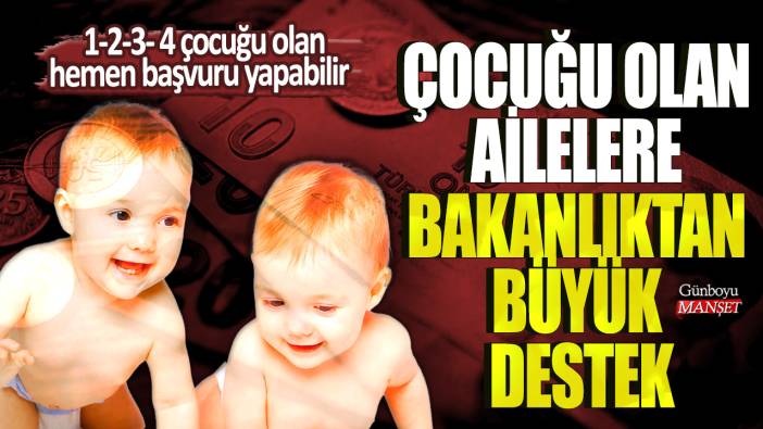 Çocuğu olan ailelere bakanlıktan büyük destek! 1-2-3- 4 çocuğu olan hemen başvuru yapabilir