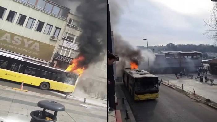 Beykoz'da İETT otobüsü alev alev yandı