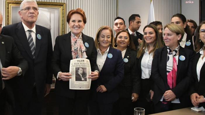 Akşener'e Ulus gazetesinin ilk sayfası hediye edildi