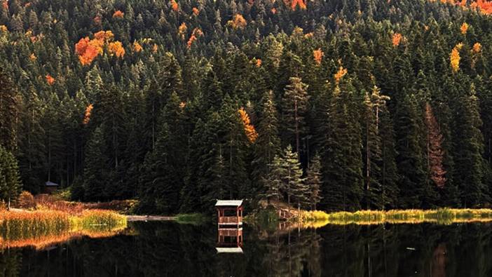 Sinop'un turizm merkezlerinden Akgöl, ziyaretçilerine sonbaharın güzelliğini yaşatıyor