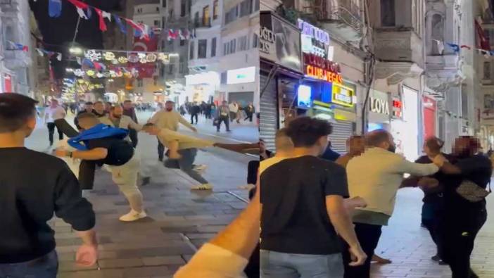 Taksim’de saç ektirme kavgası! Tekme tokat birbirlerine girdiler