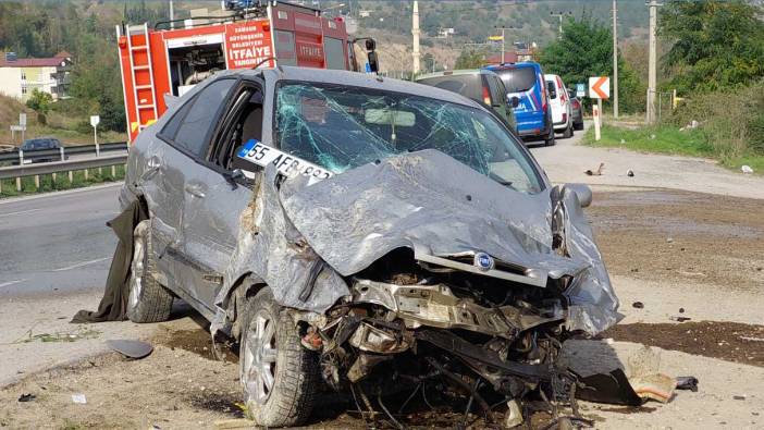 Samsun'da feci kaza! Takla atan otomobilde infaz koruma memuru ağır yaralandı