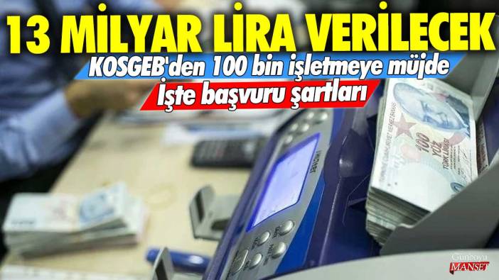 KOSGEB'den 100 bin işletmeye müjde! 13 milyar lira verilecek! İşte başvuru şartları