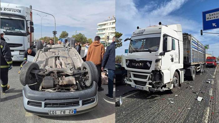 Konya'da kamyon otomobile çarptı: 5 yaralı