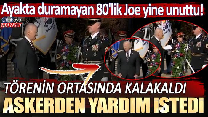 Ayakta duramayan 80'lik Joe yine unuttu! Törenin ortasında kalakaldı: Askerden yardım istedi