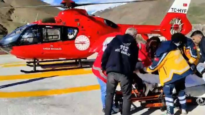 Helikopter ambulans ayağı kırık hasta için havalandı