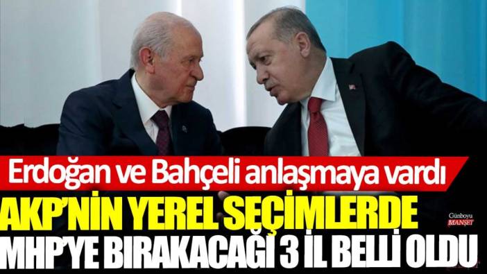 AKP'nin yerel seçimlerde MHP'ye bırakacağı 3 il belli oldu! Erdoğan ve Bahçeli anlaşmaya vardı