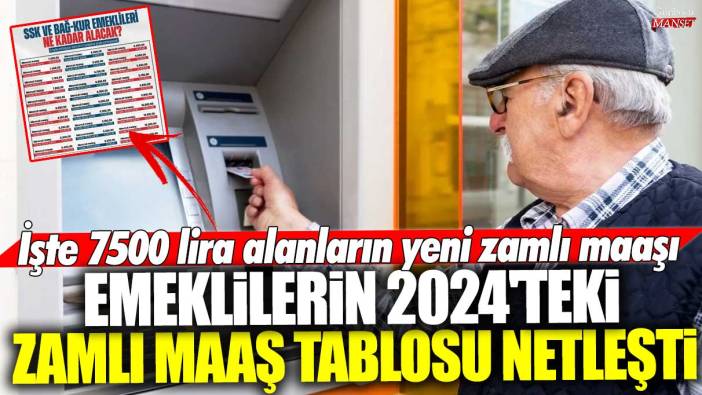 SSK ve Bağ-Kur emeklilerin 2024'teki zamlı maaş tablosu netleşti! 7500 lira maaş alanların yeni zamlı aylıkları ortaya çıktı