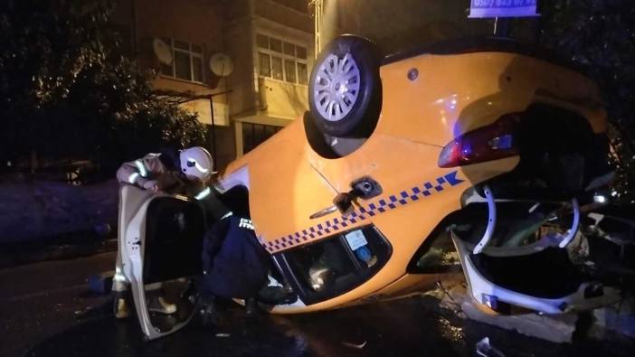 Maltepe'de kontrolden çıkan araç takla attı