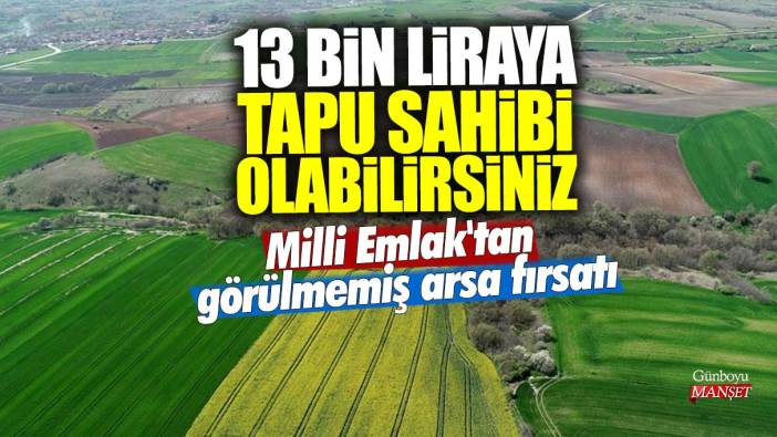 13 bin liraya tapu sahibi olabilirsiniz! Milli Emlak'tan görülmemiş arsa fırsatı