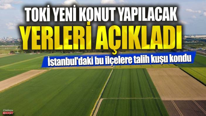 TOKİ yeni konut yapılacak yerleri açıkladı! İstanbul'daki bu ilçelere talih kuşu kondu