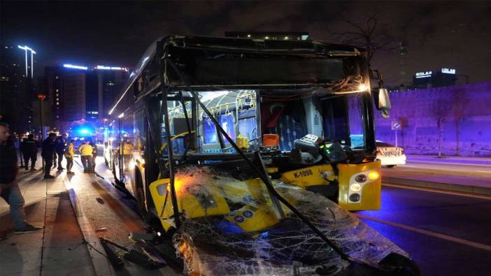 Şişli’de İETT otobüsü hafriyat kamyonuna çarptı! Yaralılar var