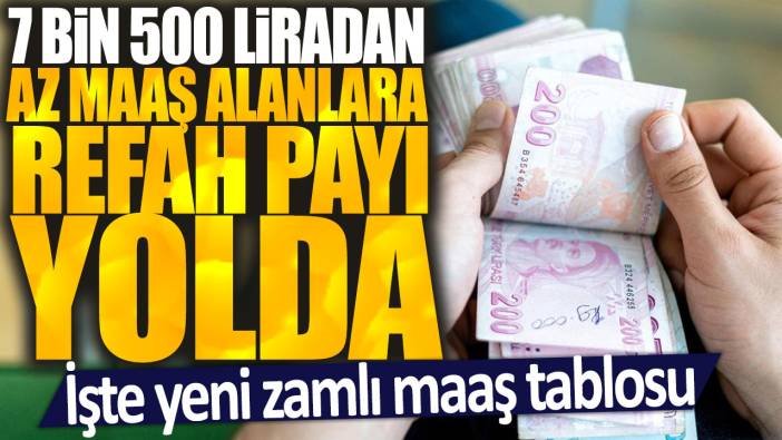 7 bin 500 liradan az maaş alanlara refah payı yolda: İşte yeni zamlı maaş tablosu
