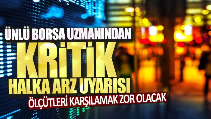 Ünlü borsa uzmanından kritik halka arz uyarısı: Ölçütleri karşılamak zor olacak