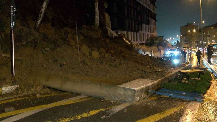 Pendik'te şiddetli yağmur okulun istinat duvarını çökertti