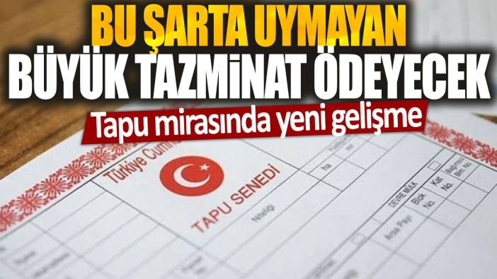 Tapu mirasında yeni gelişme: Bu şarta uymayan büyük tazminat ödeyecek