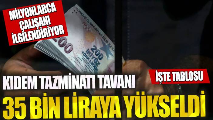 Milyonlarca çalışanı ilgilendiriyor! Kıdem tazminatı tavanı 35 bin liraya yükseldi…İşte tablosu