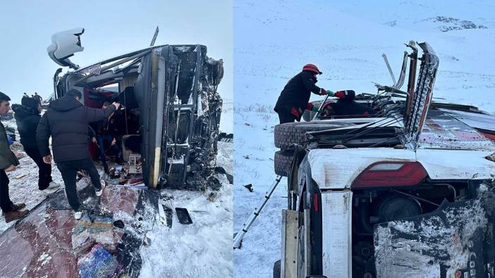 Ağrı’da otobüs devrildi!11 kişi yaralandı