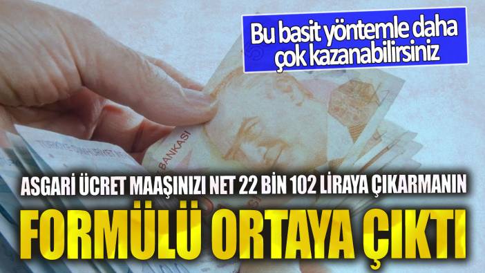 Asgari ücret maaşınızı net 22 bin 102 liraya çıkarmanın formülü ortaya çıktı! Bu basit yöntemle daha çok kazanabilirsiniz