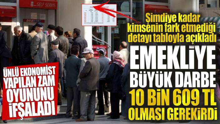 Emekliye büyük darbe 10 bin 609 lira  olması gerekirdi: Şimdiye kadar kimsenin fark etmediği detayı tabloyla açıkladı