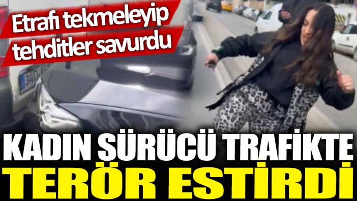 Kadın sürücü trafikte terör estirdi: Etrafı tekmeleyip tehditler savurdu!