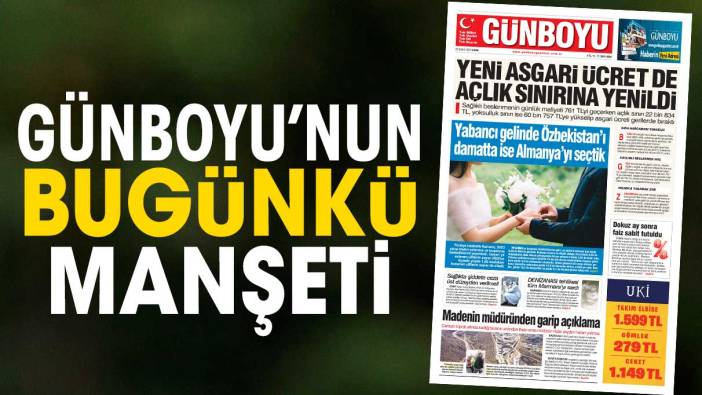 Günboyu Gazetesi'nin bugünkü manşeti