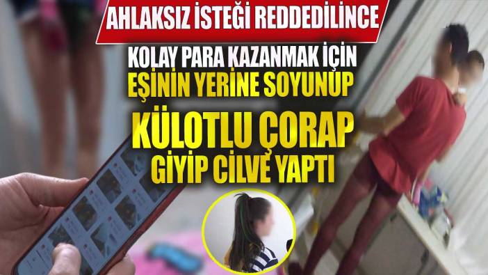 Kolay para kazanmak için eşinin yerine soyunup külotlu çorap giydi