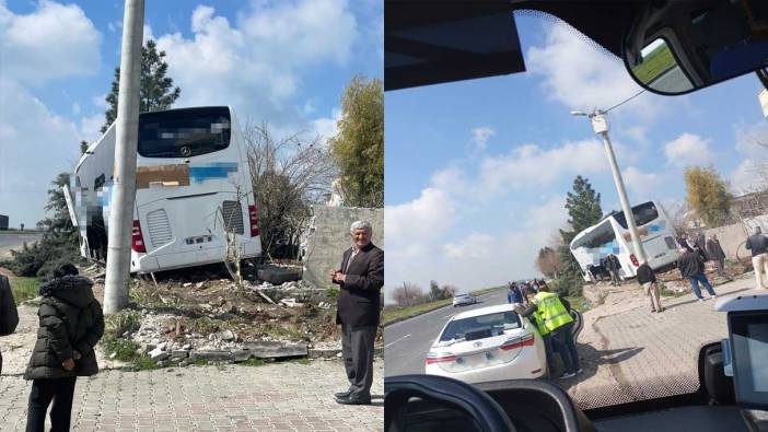 Mardin'de kaza!  Yolcu otobüsü bir evin bahçesine girdi