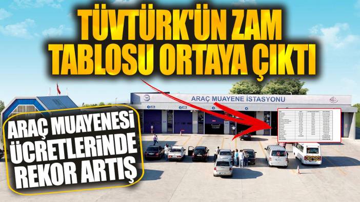 TÜVTÜRK'ün zam tablosu ortaya çıktı: Araç muayenesi ücretlerinde rekor artış